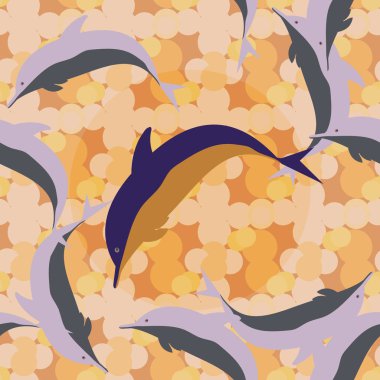 Dekoratif renkli seamless modeli sevimli yunuslar ile