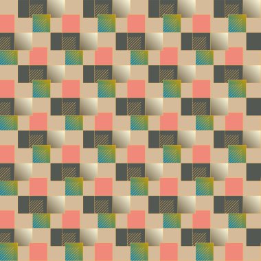 küpleri ve kareler duvar kağıdı, sorunsuz tasarlamak vektör çizim 