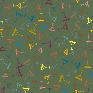 Tropik kokteyller desen, renkli kesintisiz vektör çizim