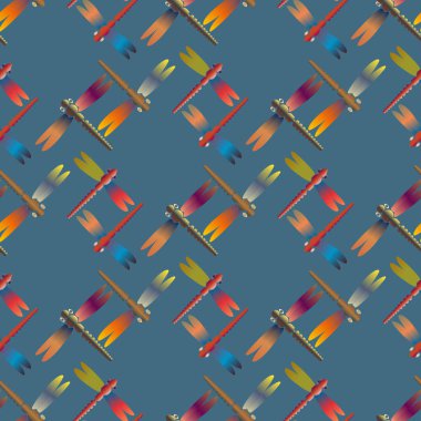 Dekoratif renkli seamless modeli ile şirin yusufçuk