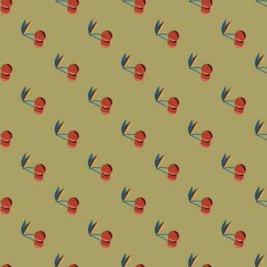Şirin kiraz seamless modeli. Vektör çizim.