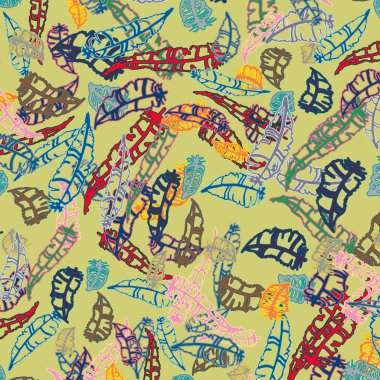 Memphis tarzı zemin ağaç yaprakları 