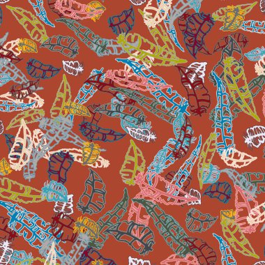 Memphis tarzı zemin ağaç yaprakları 