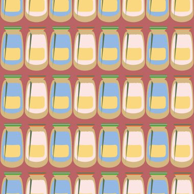 Kavanoz ile rustik ev konserve yeni dikişsiz desen arka planı için.