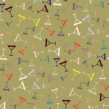 Tropik kokteyller desen, renkli kesintisiz vektör çizim