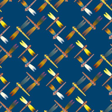 Dekoratif renkli seamless modeli ile şirin yusufçuk