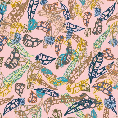 Memphis tarzı zemin ağaç yaprakları 