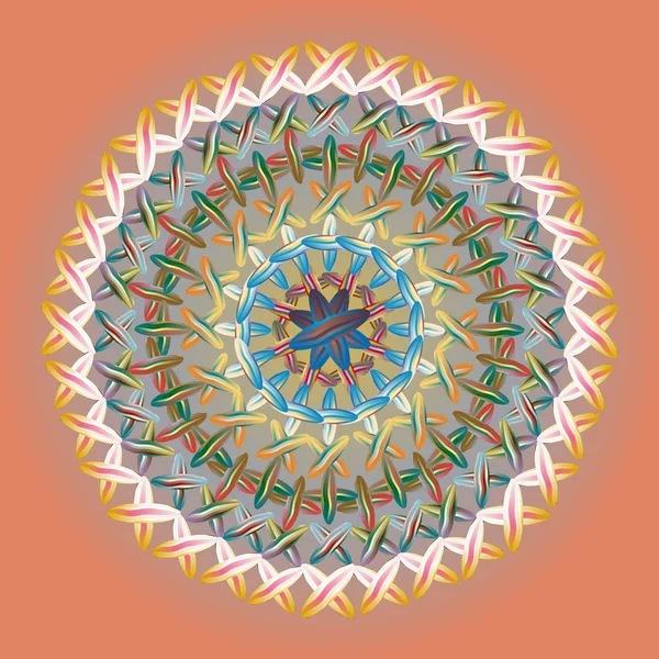 Mandala Abstracto Colorido Simple Adorno Circular Brillante Que Consiste Formas — Archivo Imágenes Vectoriales
