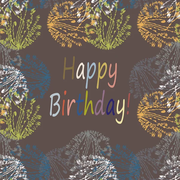 Multi Colorato Disegnato Mano Lettere Compleanno Felice Con Motivo Floreale — Vettoriale Stock