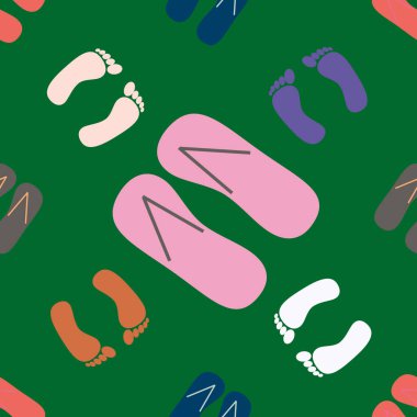 terlik ve ayak izleri ile Dikişsiz desen vektör çizim