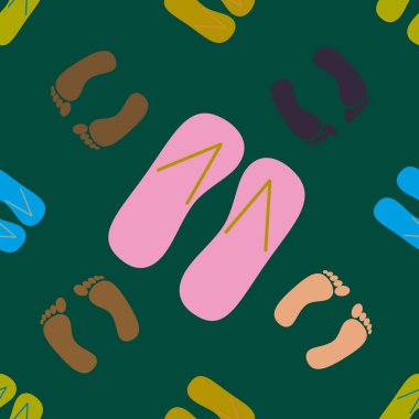 terlik ve ayak izleri ile Dikişsiz desen vektör çizim