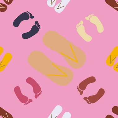 terlik ve ayak izleri ile Dikişsiz desen vektör çizim