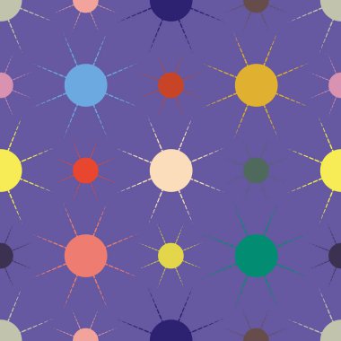 çok renkli basit geometrik güneş ile Dikişsiz desen vektör çizim