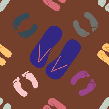 terlik ve ayak izleri ile Dikişsiz desen vektör çizim