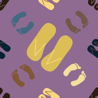 terlik ve ayak izleri ile Dikişsiz desen vektör çizim