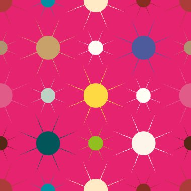 çok renkli basit geometrik güneş ile Dikişsiz desen vektör çizim