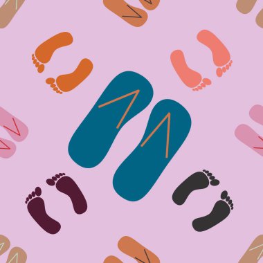 terlik ve ayak izleri ile Dikişsiz desen vektör çizim