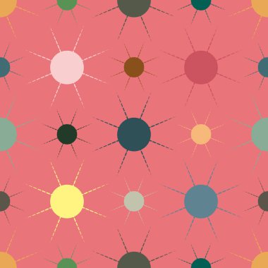 çok renkli basit geometrik güneş ile Dikişsiz desen vektör çizim