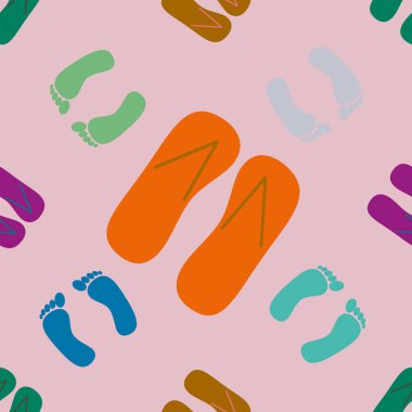 terlik ve ayak izleri ile Dikişsiz desen vektör çizim