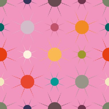 çok renkli basit geometrik güneş ile Dikişsiz desen vektör çizim