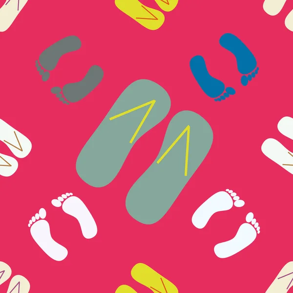 Vector Illustration Seamless Pattern Slippers Footprints — Stock Vector