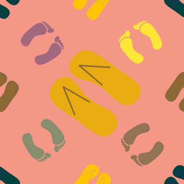 terlik ve ayak izleri ile Dikişsiz desen vektör çizim