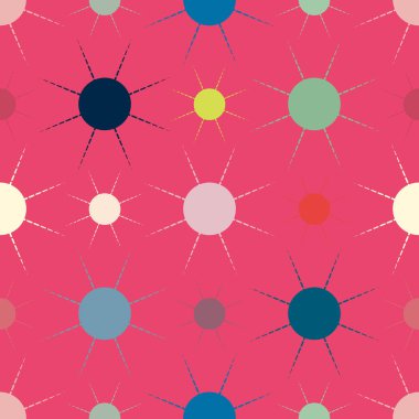 çok renkli basit geometrik güneş ile Dikişsiz desen vektör çizim