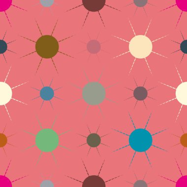 çok renkli basit geometrik güneş ile Dikişsiz desen vektör çizim