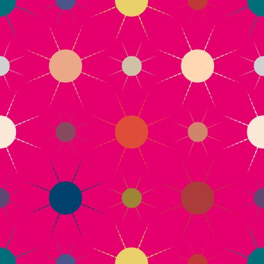 çok renkli basit geometrik güneş ile Dikişsiz desen vektör çizim