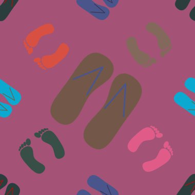 terlik ve ayak izleri ile Dikişsiz desen vektör çizim