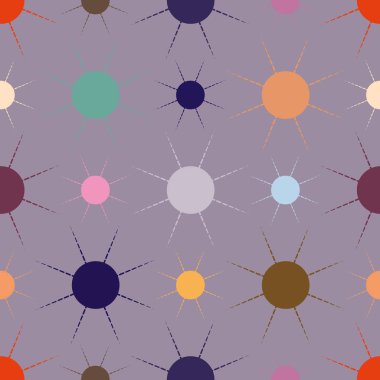 çok renkli basit geometrik güneş ile Dikişsiz desen vektör çizim