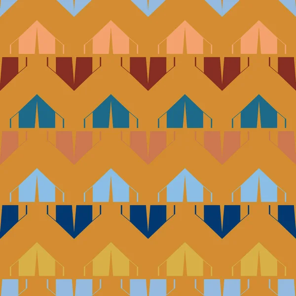 Абстрактный Красочный Бесшовный Узор Палатками Кемпинга Заднем Плане — стоковый вектор