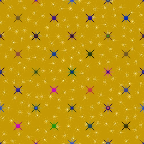 星と抽象的な幾何学的なカラフルなシームレス パターン — ストックベクタ