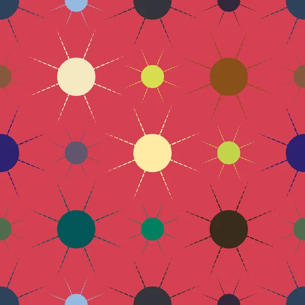 Vector Illustration Seamless Pattern Multicolor Simple Geometric Suns — Stock Vector