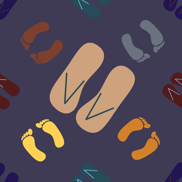 Vector Illustration Seamless Pattern Slippers Footprints — Stock Vector