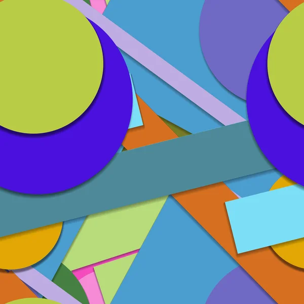Platte Heldere Kleurrijke Geometrische Vormen Achtergrond — Stockfoto