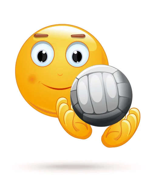 Sourire Joyeux Attrape Balle Visage Émotif Jouant Volley Ball Emoji — Image vectorielle