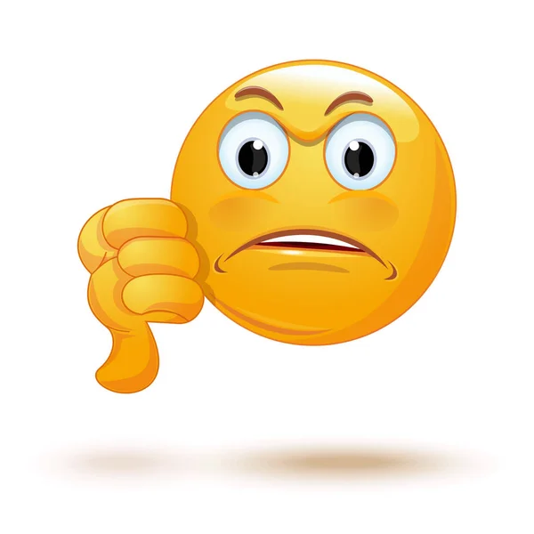 Emoticon Showing Thumbs Dislike Sign Angry Smiley Sad Emoji Vector — Stock Vector