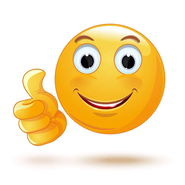 Pulgar Sonriente Hacia Arriba Laik Genial Emoticon Mostrando Pulgar Hacia — Vector de stock