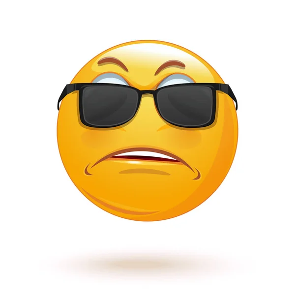 Emoticon Triste Com Óculos Sol Sorriso Furioso Emoji Doloroso Triste — Vetor de Stock