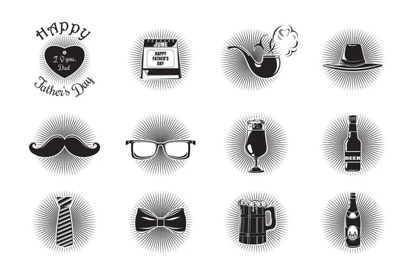 Набір Іконок День Батьків Колекція Чорно Білі Іконки Святкування Дня — стоковий вектор