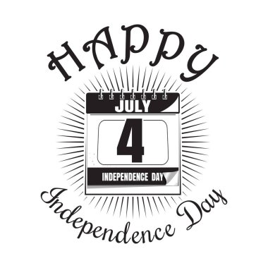 Dört Temmuz. Takvim tarihi - 4 Temmuz ile. Bağımsızlık günü simgesi. Mutlu bağımsızlık günü. Beyaz arka plan üzerinde izole takvim simgesini. Vektör çizim