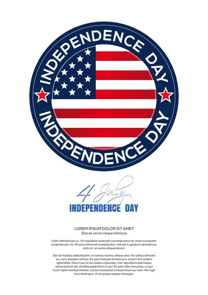 Design Dia Independência Julho Logotipo Redondo Inscrição Saudação Feliz Dia — Vetor de Stock