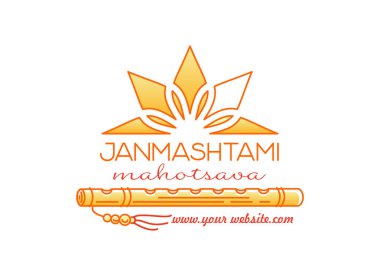 Krihna Janmashtami Mahotsav. Banner janmashtami kutlama Hint Festivali için. Logo konsept tasarımı. Vektör çizim