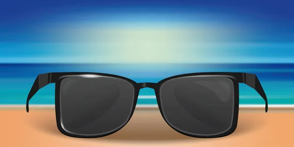 Diseño Verano Con Gafas Sol Gafas Sol Arena Fondo Del — Vector de stock