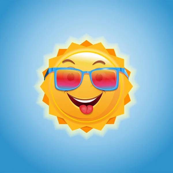 Sol Dibujos Animados Antropomórficos Gafas Sol Sol Sonriente Alegre Contra — Vector de stock