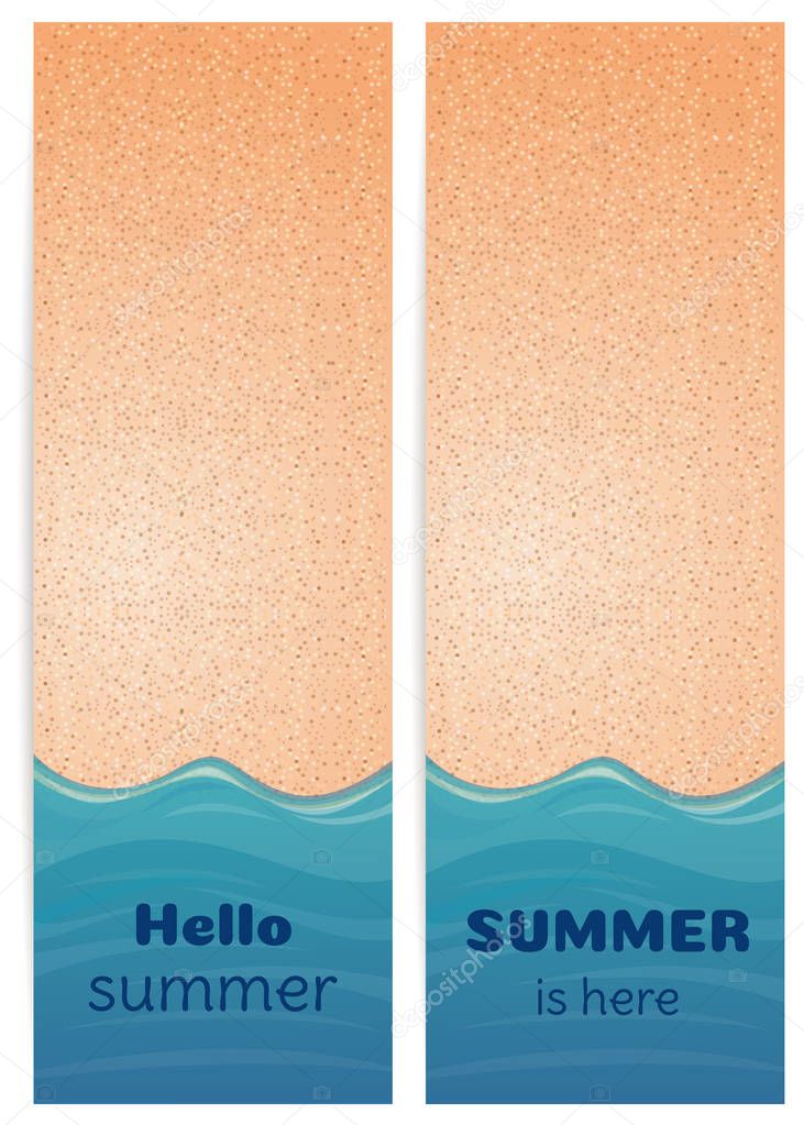 Summer background set. Hello summer. Summer is here. Vector illustration