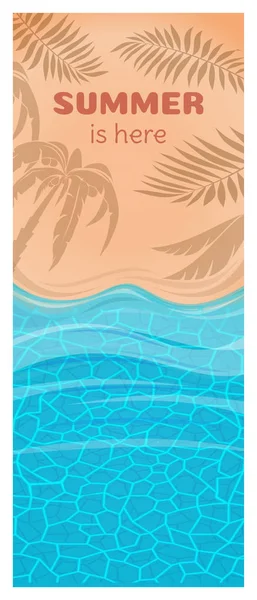 Vertikale Sommerkarte Mit Einem Tropischen Strand Der Sommer Ist Vektorillustration — Stockvektor