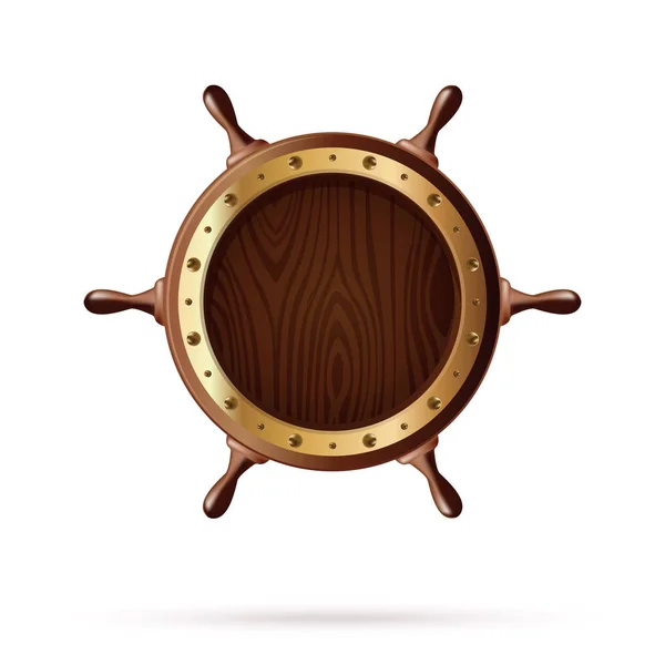 Wooden Ships Wheel Vector Illustration Isolated White Background — Stock Vector