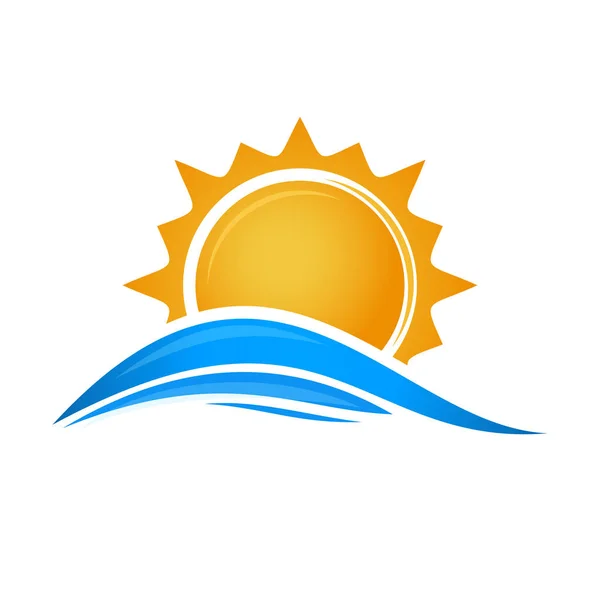 Soleil Sur Les Vagues Mer Soleil Mer Icône Logo Soleil — Image vectorielle